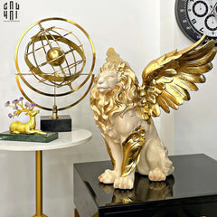 Maison Couture - Tượng Majestic Golden Lion - Gold Dust 50Cm-TƯỢNG TRANG TRÍ-CẬU HAI HOME DECOR