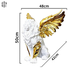 Maison Couture - Tượng Majestic White Lion - Gold Dust 50Cm-TƯỢNG TRANG TRÍ-CẬU HAI HOME DECOR