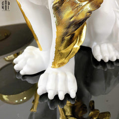 Maison Couture - Tượng Majestic White Lion - Gold Dust 50Cm-TƯỢNG TRANG TRÍ-CẬU HAI HOME DECOR