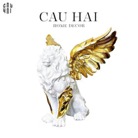 Maison Couture - Tượng Majestic White Lion - Gold Dust 50Cm-TƯỢNG TRANG TRÍ-CẬU HAI HOME DECOR