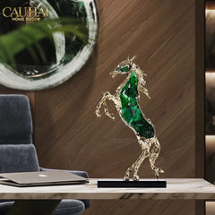Maison Couture - Tượng Ngựa Bằng Đồng Đá Flotite Green - Brasson Équestre Cheval Émeraude 20x40-TƯỢNG TRANG TRÍ-CẬU HAI HOME DECOR