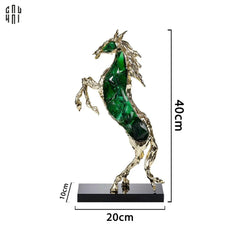 Maison Couture - Tượng Ngựa Bằng Đồng Đá Flotite Green - Brasson Équestre Cheval Émeraude 20x40-TƯỢNG TRANG TRÍ-CẬU HAI HOME DECOR