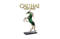 Maison Couture - Tượng Ngựa Bằng Đồng Đá Flotite Green - Brasson Équestre Cheval Émeraude 20x40-TƯỢNG TRANG TRÍ-CẬU HAI HOME DECOR