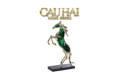 Maison Couture - Tượng Ngựa Bằng Đồng Đá Flotite Green - Brasson Équestre Cheval Émeraude 20x40-TƯỢNG TRANG TRÍ-CẬU HAI HOME DECOR
