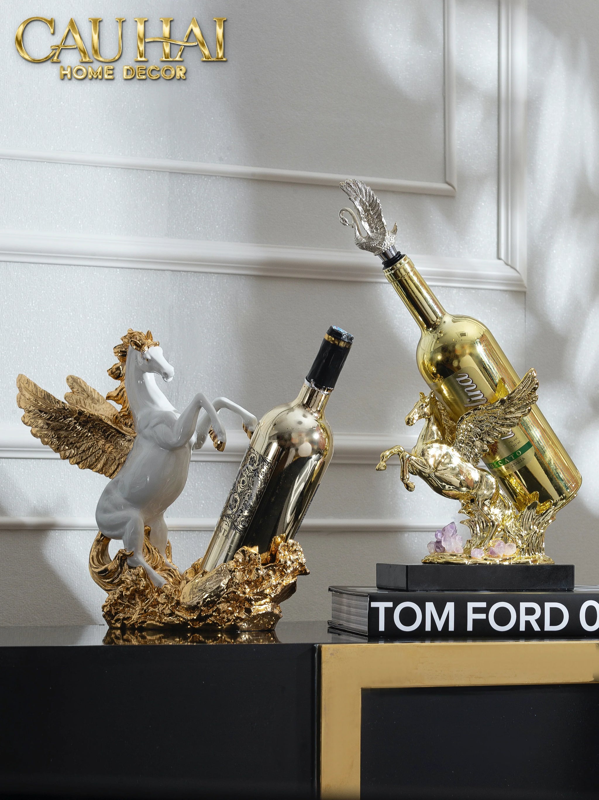 Maison Couture - Tượng Ngựa Đế Đỡ Chai Vang - Elite Pegasus Wine Stand-TƯỢNG TRANG TRÍ-CẬU HAI HOME DECOR