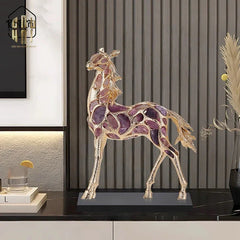 Maison Couture - Tượng Ngựa Đồng Đá Thạch Anh Tím - Thiên Mã Sentinel Prime Améthyste Stallion Équestre - 10x26x37-TƯỢNG TRANG TRÍ-CẬU HAI HOME DECOR