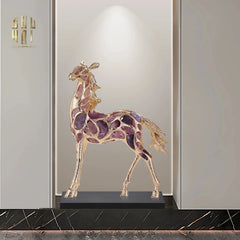 Maison Couture - Tượng Ngựa Đồng Đá Thạch Anh Tím - Thiên Mã Sentinel Prime Améthyste Stallion Équestre - 10x26x37-TƯỢNG TRANG TRÍ-CẬU HAI HOME DECOR