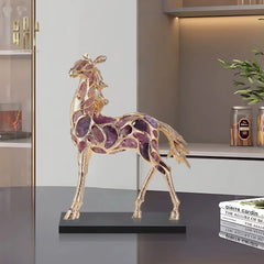 Maison Couture - Tượng Ngựa Đồng Đá Thạch Anh Tím - Thiên Mã Sentinel Prime Améthyste Stallion Équestre - 10x26x37-TƯỢNG TRANG TRÍ-CẬU HAI HOME DECOR