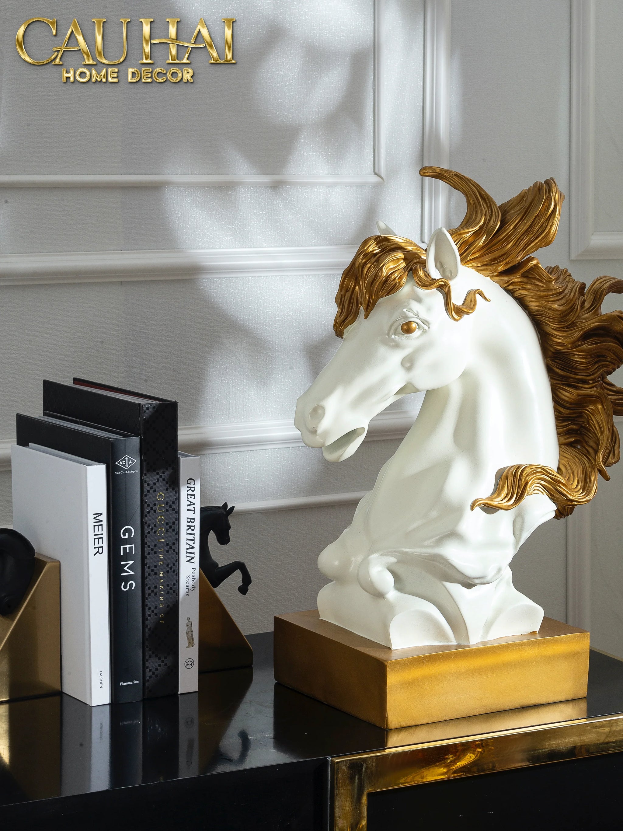 Maison Couture - Tượng Ngựa Kim Mã Cavalliere D'Or H60-TƯỢNG TRANG TRÍ-CẬU HAI HOME DECOR