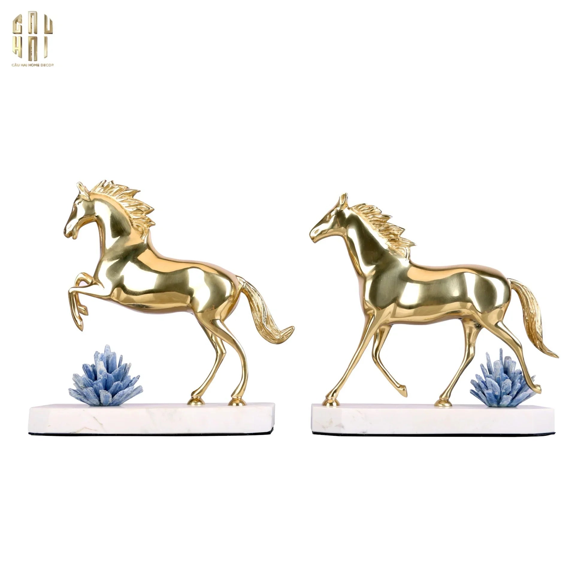 Maison Couture - Tượng Ngựa Phi Bằng Đồng Đá Thạch Anh Xanh - Brasson Quartz Royale Paladin 27x26x10-TƯỢNG TRANG TRÍ-CẬU HAI HOME DECOR