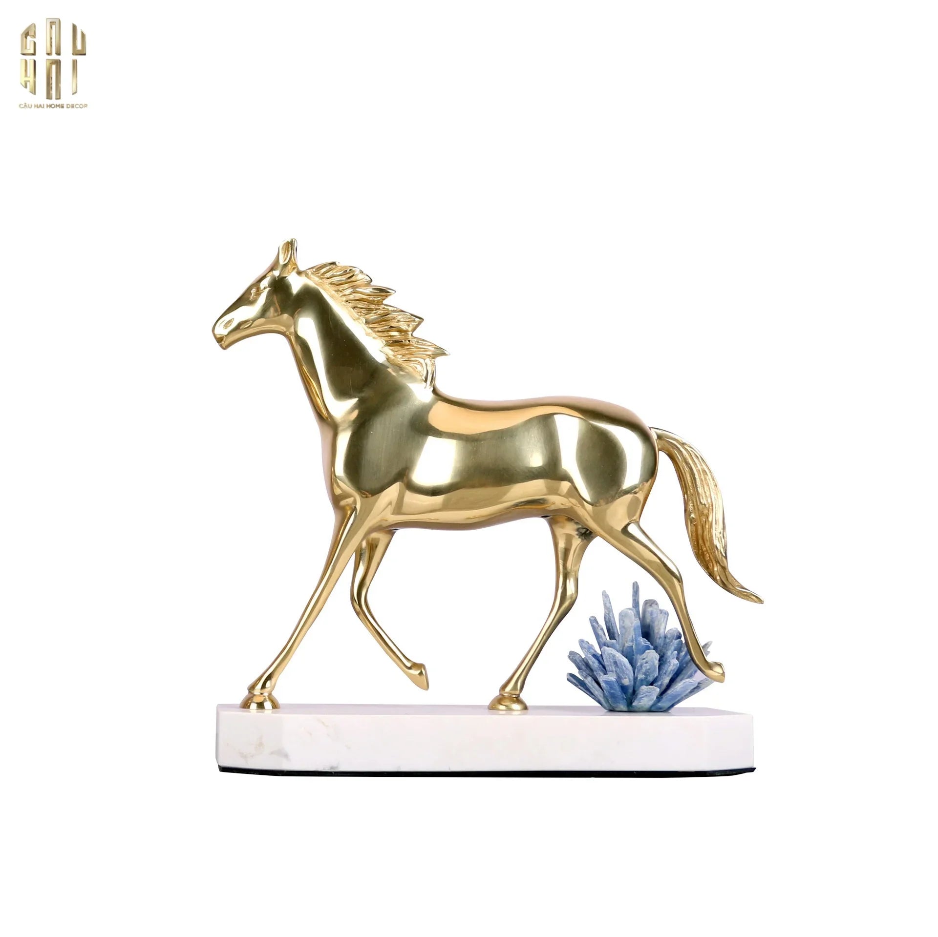 Maison Couture - Tượng Ngựa Phi Bằng Đồng Đá Thạch Anh Xanh - Brasson Quartz Royale Paladin 27x26x10-TƯỢNG TRANG TRÍ-CẬU HAI HOME DECOR