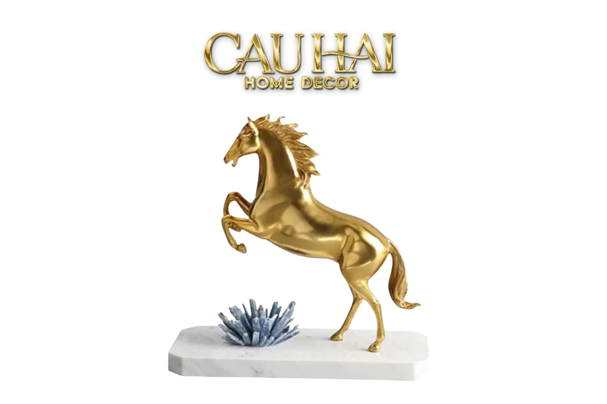 Maison Couture - Tượng Ngựa Phi Bằng Đồng Đá Thạch Anh Xanh - Brasson Quartz Royale Paladin 27x26x10-TƯỢNG TRANG TRÍ-CẬU HAI HOME DECOR