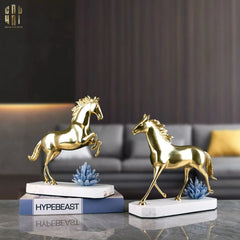Maison Couture - Tượng Ngựa Phi Bằng Đồng Đá Thạch Anh Xanh - Brasson Quartz Royale Paladin 27x26x10-CẬU HAI HOME DECOR