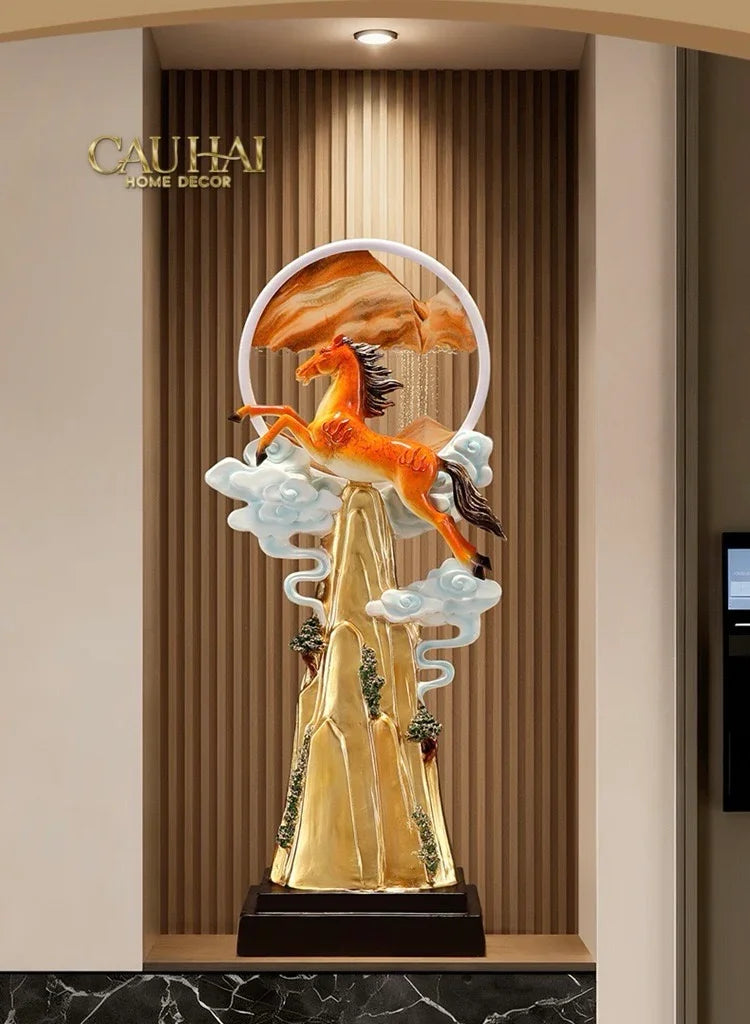 Maison Couture - Tượng Ngựa Trên Đỉnh Thiên Mã - Vermillion Celestial Stalion 71x30x16-CẬU HAI HOME DECOR