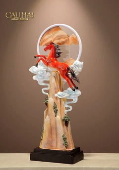 Maison Couture - Tượng Ngựa Trên Đỉnh Thiên Mã - Vermillion Celestial Stalion 71x30x16-CẬU HAI HOME DECOR