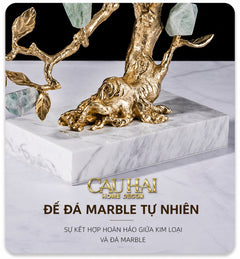 Maison Couture - Tượng Nhân Sâm Bằng Đồng Đá Thạch Anh Xanh - Brasson Aventurine Quartz - Root Of Eternity 9x30x27-TƯỢNG TRANG TRÍ-CẬU HAI HOME DECOR