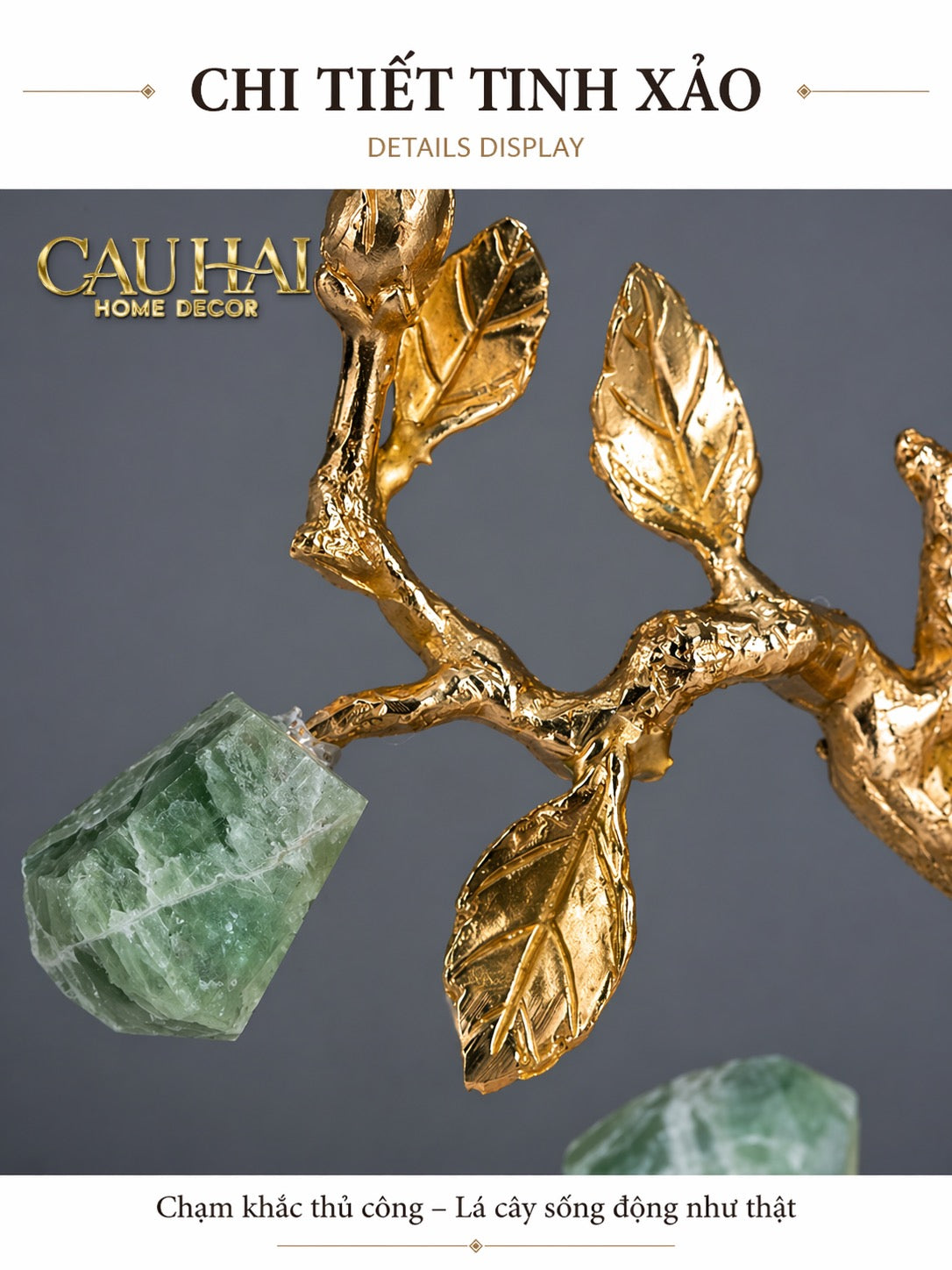 Maison Couture - Tượng Nhân Sâm Bằng Đồng Đá Thạch Anh Xanh - Brasson Aventurine Quartz - Root Of Eternity 9x30x27-TƯỢNG TRANG TRÍ-CẬU HAI HOME DECOR