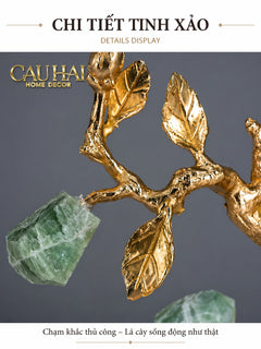 Maison Couture - Tượng Nhân Sâm Bằng Đồng Đá Thạch Anh Xanh - Brasson Aventurine Quartz - Root Of Eternity 9x30x27-TƯỢNG TRANG TRÍ-CẬU HAI HOME DECOR