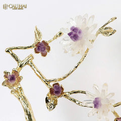 Maison Couture - Tượng Nhánh Cây Bằng Đồng Đá Thạch Anh Trắng White Quartz Harmony Amethyst Blooming 25x40-TƯỢNG TRANG TRÍ-CẬU HAI HOME DECOR