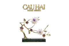 Maison Couture - Tượng Nhánh Cây Bằng Đồng Đá Thạch Anh Trắng White Quartz Harmony Amethyst Blooming 25x40-TƯỢNG TRANG TRÍ-CẬU HAI HOME DECOR