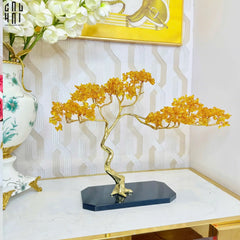 Maison Couture - Tượng Nhánh Cây Bonsai Thân Đồng Đá Pha Lê Vàng Lux Zen "Tree Of Light" 15x55x35-TƯỢNG TRANG TRÍ-CẬU HAI HOME DECOR