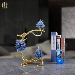 Maison Couture - Tượng Nhánh Cây Cánh Cung Bằng Đồng Đá Thạch Anh Blue Quartz 15x28x36-TƯỢNG TRANG TRÍ-CẬU HAI HOME DECOR