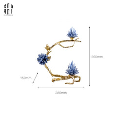 Maison Couture - Tượng Nhánh Cây Cánh Cung Bằng Đồng Đá Thạch Anh Blue Quartz 15x28x36-TƯỢNG TRANG TRÍ-CẬU HAI HOME DECOR