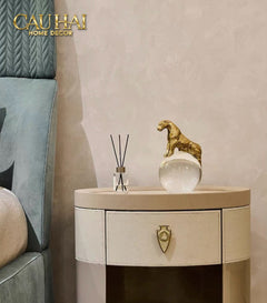 Maison Couture - Tượng Quả Cầu Pha Lê - Tượng Báo Bằng Đồng - Regal Brasson Panther Globe 15x30-TƯỢNG TRANG TRÍ-CẬU HAI HOME DECOR