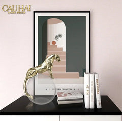 Maison Couture - Tượng Quả Cầu Pha Lê - Tượng Báo Bằng Đồng - Regal Brasson Panther Globe 15x30-TƯỢNG TRANG TRÍ-CẬU HAI HOME DECOR