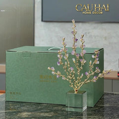 Maison Couture - Tượng San Hô Bằng Đồng Đá Thạch Anh Tím Amethyst Brasson Coral 32x42-TƯỢNG TRANG TRÍ-CẬU HAI HOME DECOR