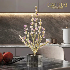 Maison Couture - Tượng San Hô Bằng Đồng Đá Thạch Anh Tím Amethyst Brasson Coral 32x42-TƯỢNG TRANG TRÍ-CẬU HAI HOME DECOR
