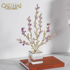 Maison Couture - Tượng San Hô Bằng Đồng Đá Thạch Anh Tím Amethyst Brasson Coral 32x42-TƯỢNG TRANG TRÍ-CẬU HAI HOME DECOR
