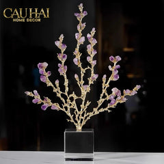 Maison Couture - Tượng San Hô Bằng Đồng Đá Thạch Anh Tím Amethyst Brasson Coral 32x42-TƯỢNG TRANG TRÍ-CẬU HAI HOME DECOR