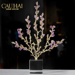 Maison Couture - Tượng San Hô Bằng Đồng Đá Thạch Anh Tím Amethyst Brasson Coral 32x42-TƯỢNG TRANG TRÍ-CẬU HAI HOME DECOR