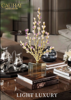 Maison Couture - Tượng San Hô Bằng Đồng Đá Thạch Anh Tím Amethyst Brasson Coral 32x42-TƯỢNG TRANG TRÍ-CẬU HAI HOME DECOR