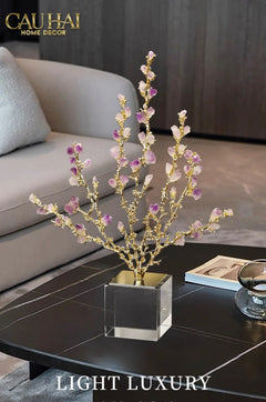 Maison Couture - Tượng San Hô Bằng Đồng Đá Thạch Anh Tím Amethyst Brasson Coral 32x42-TƯỢNG TRANG TRÍ-CẬU HAI HOME DECOR