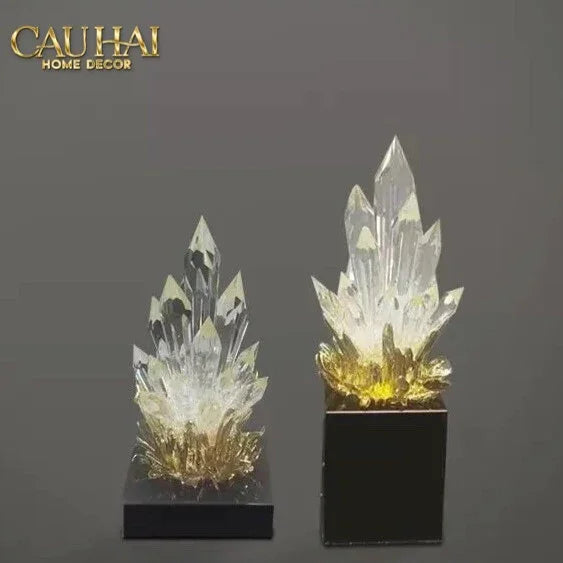 Maison Couture - Tượng Thạch Anh Céleste Crystal Flame - Obsidian Base H30-TƯỢNG TRANG TRÍ-CẬU HAI HOME DECOR