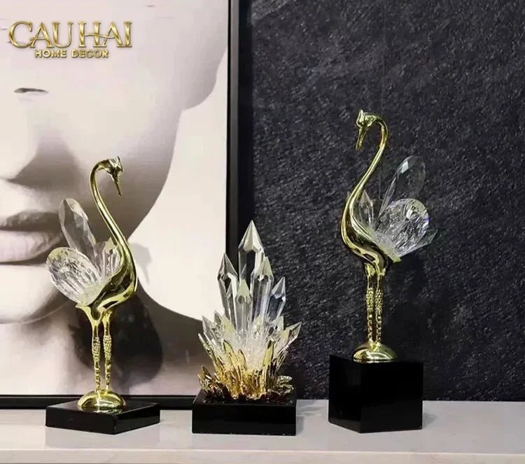 Maison Couture - Tượng Thạch Anh Céleste Crystal Flame - Obsidian Base H30-TƯỢNG TRANG TRÍ-CẬU HAI HOME DECOR