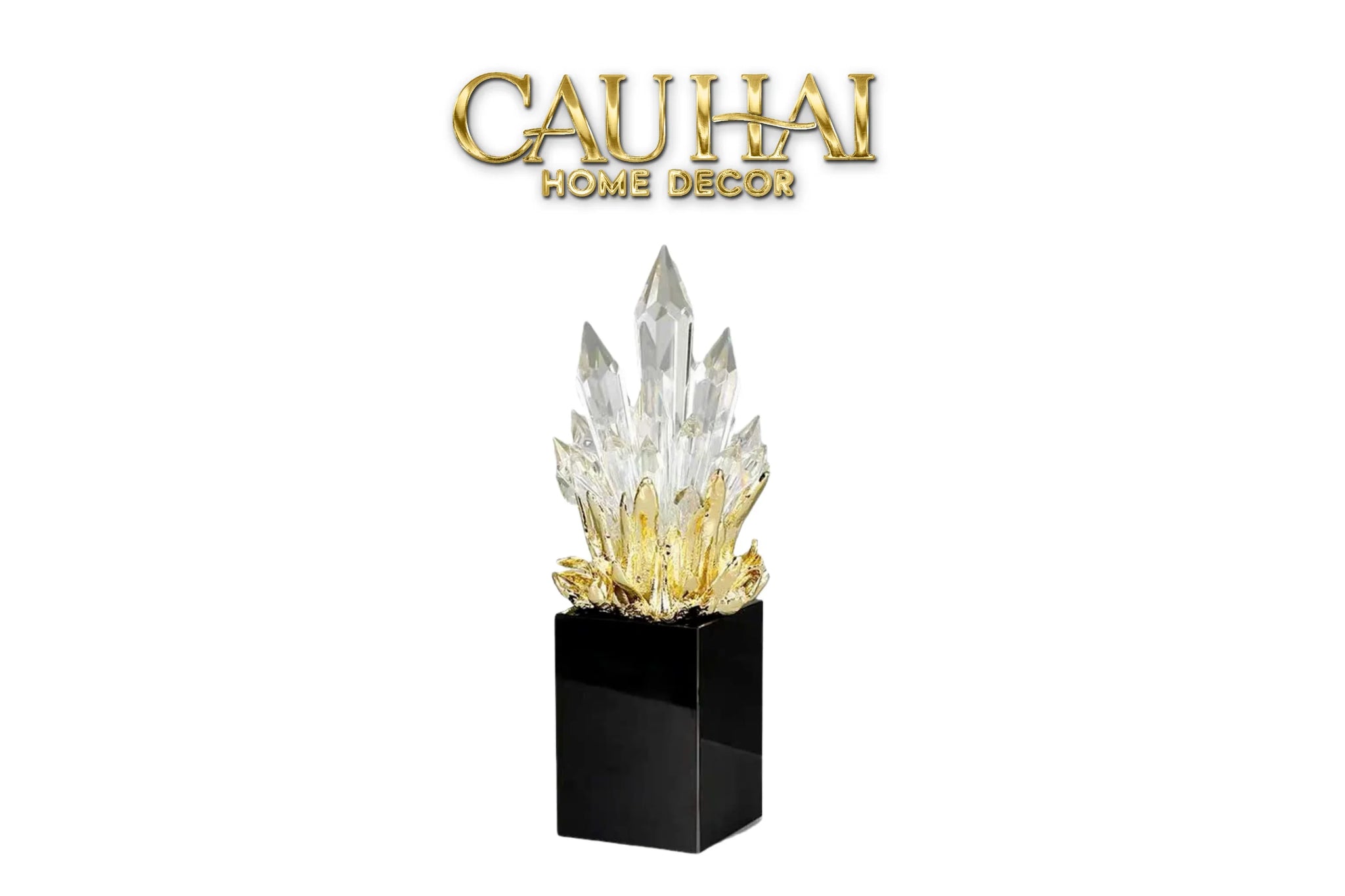 Maison Couture - Tượng Thạch Anh Céleste Crystal Flame - Obsidian Base H30-TƯỢNG TRANG TRÍ-CẬU HAI HOME DECOR