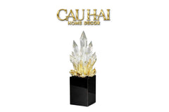 Maison Couture - Tượng Thạch Anh Céleste Crystal Flame - Obsidian Base H30-TƯỢNG TRANG TRÍ-CẬU HAI HOME DECOR
