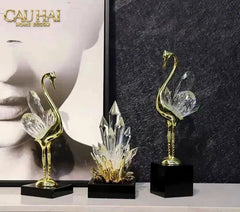 Maison Couture - Tượng Thạch Anh Céleste Crystal Flame - Obsidian Base H30-CẬU HAI HOME DECOR