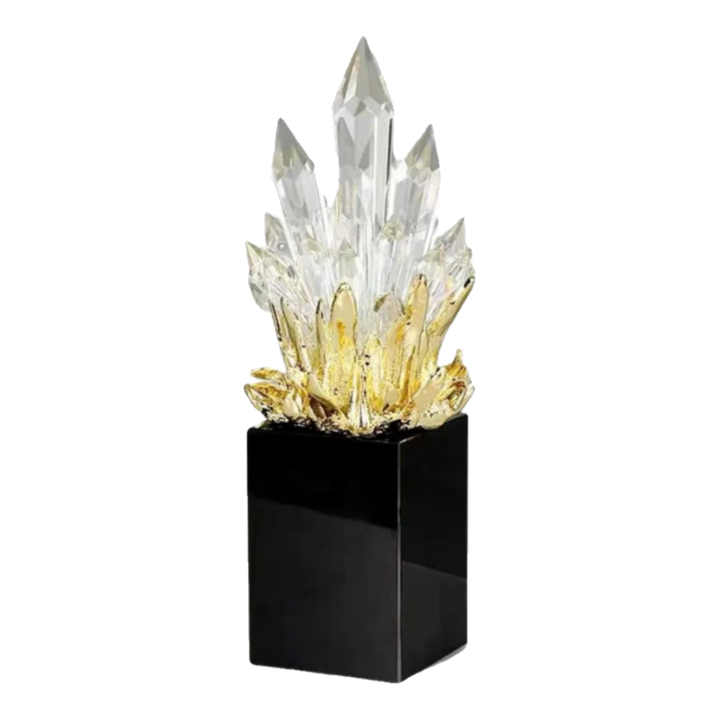 Maison Couture - Tượng Thạch Anh Céleste Crystal Flame - Obsidian Base H30
