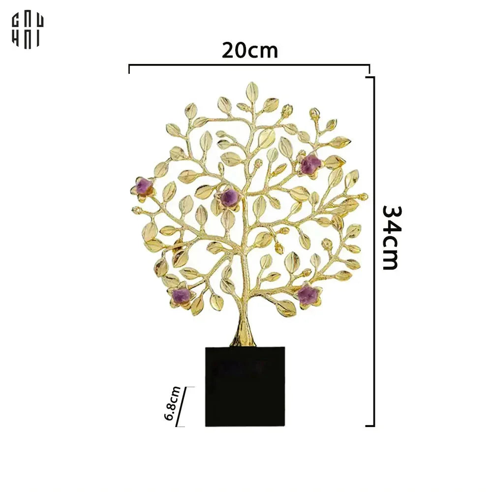 Maison Couture - Tượng Thân Cây Bằng Đồng Đá Thạch Anh Tím Brasson Amethyst Jardin De Vie 20x34-TƯỢNG TRANG TRÍ-CẬU HAI HOME DECOR