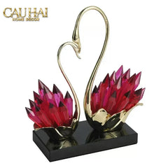 Maison Couture - Tượng Thiên Nga Vĩnh Cửu - Les Cygnes d’Amour Ruby Swan Cristalleries-TƯỢNG TRANG TRÍ-CẬU HAI HOME DECOR