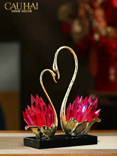 Maison Couture - Tượng Thiên Nga Vĩnh Cửu - Les Cygnes d’Amour Ruby Swan Cristalleries-CẬU HAI HOME DECOR