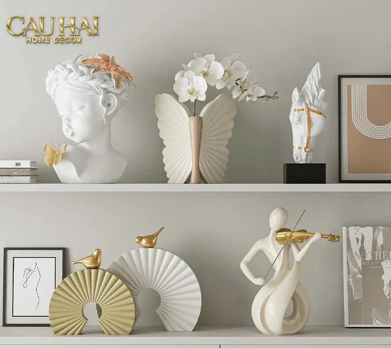 Maison Couture – Tượng Trang Trí Đầu Ngựa Tête de Cheval Atelier Harness Équestre Blanc H28-TƯỢNG TRANG TRÍ-CẬU HAI HOME DECOR