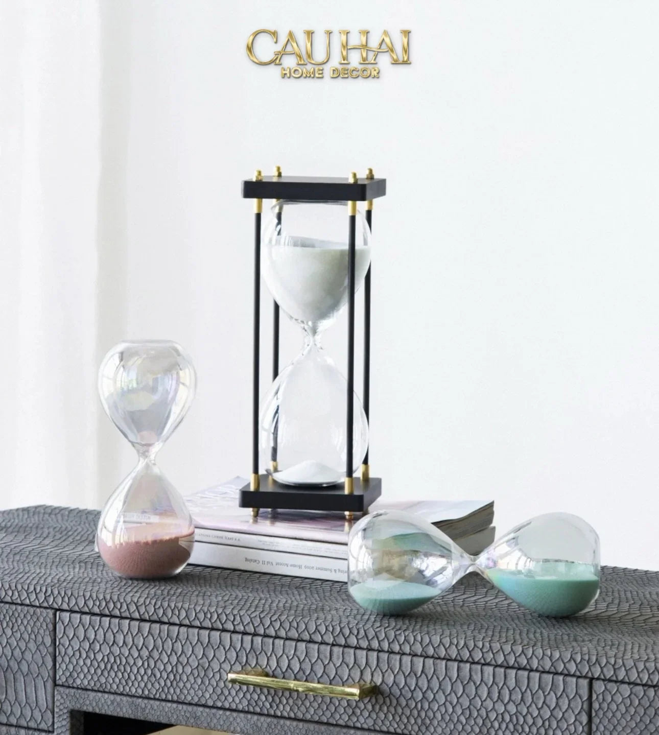Maison Couture - Tượng Trang Trí Đồng Hồ Cát Cristalleries Lumière Acry Charcoal 30Mins D25-CẬU HAI HOME DECOR