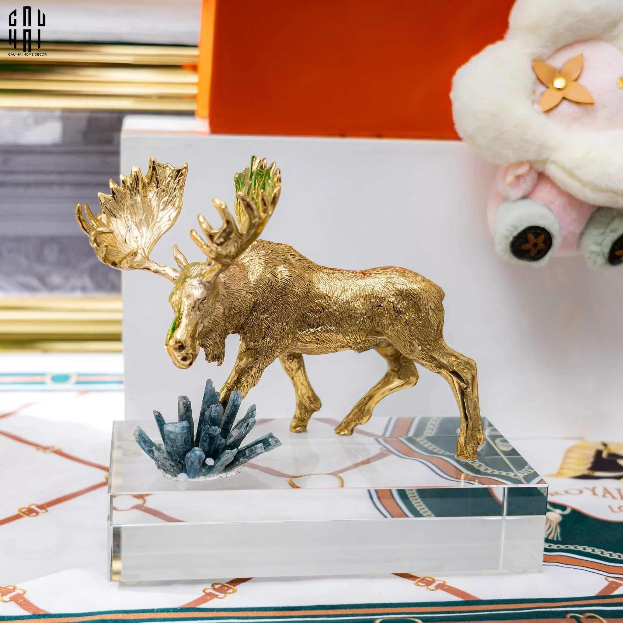 Maison Couture - Tượng Tuần Lộc Golden Moose Cerf Du Nord Glacier-TƯỢNG TRANG TRÍ-CẬU HAI HOME DECOR