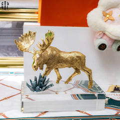 Maison Couture - Tượng Tuần Lộc Golden Moose Cerf Du Nord Glacier-TƯỢNG TRANG TRÍ-CẬU HAI HOME DECOR