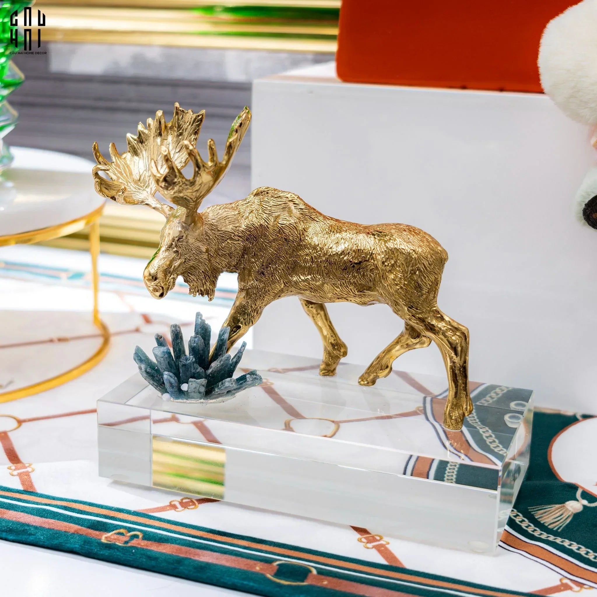 Maison Couture - Tượng Tuần Lộc Golden Moose Cerf Du Nord Glacier-TƯỢNG TRANG TRÍ-CẬU HAI HOME DECOR